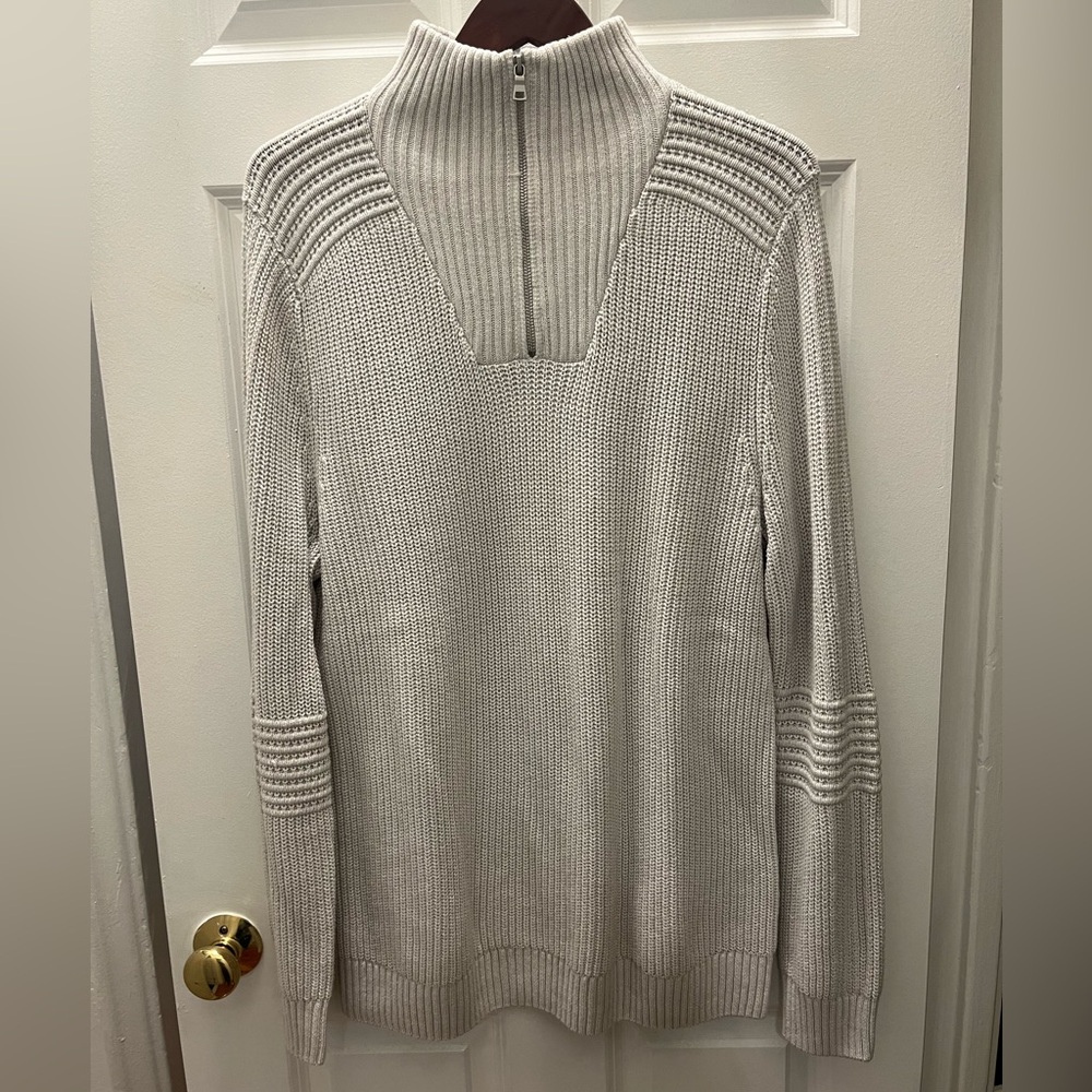INC International Concepts Men’s Quarter Zip White Sweater
